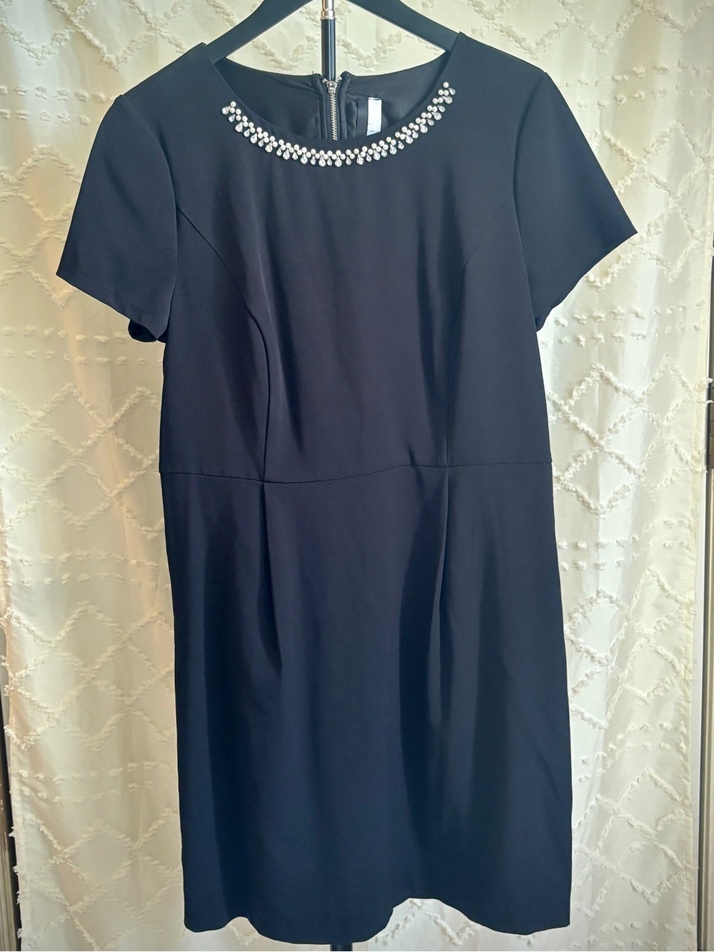 Kensie Black Embellished Pearl Rhinestone Sheath Dress Women’s Large